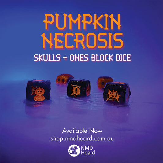 Purple acrylic 16mm set of three block dice with Orange infill with orange D6 dot dice dice